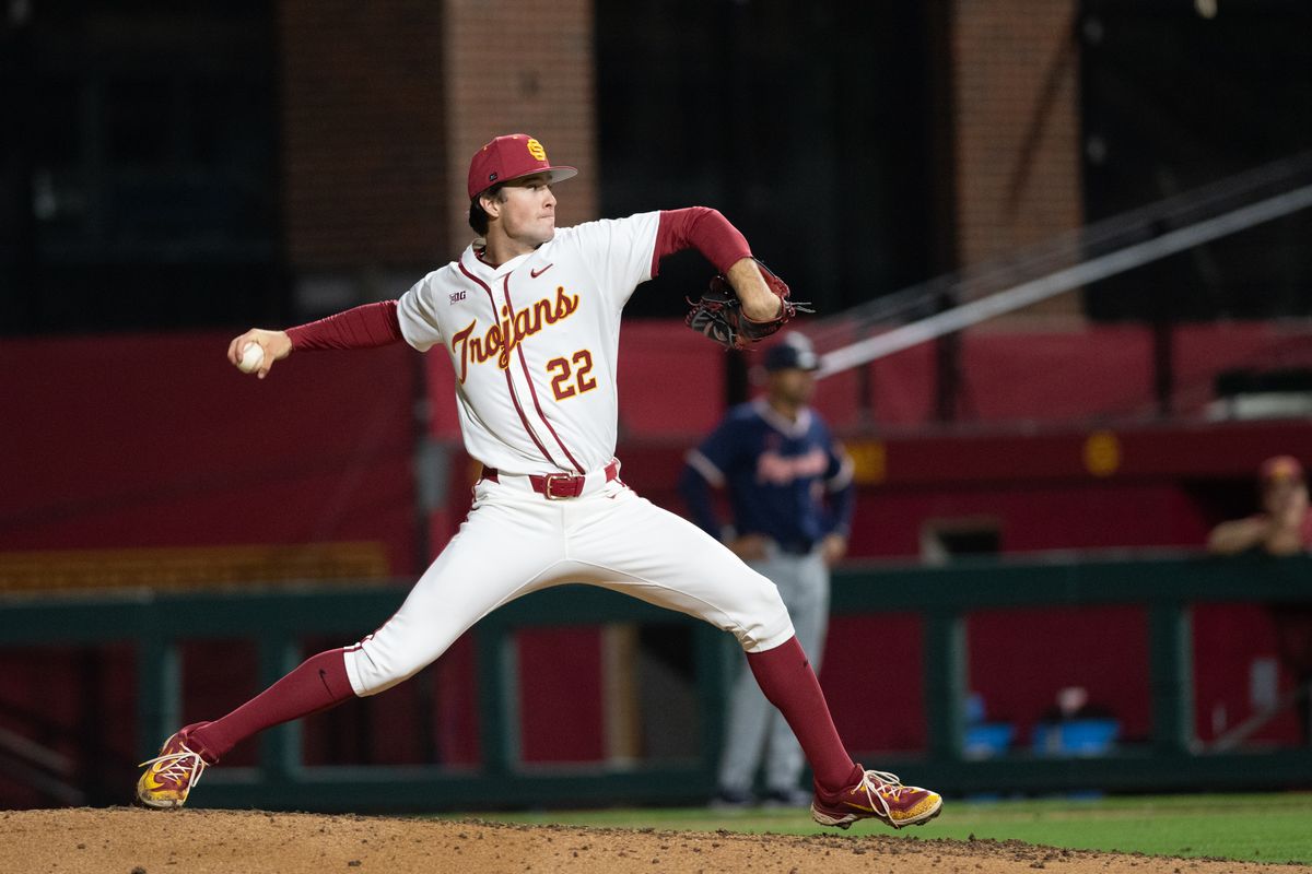 USC Trojan pitcher Caden Hunter (22) throws a pitch during an NCAA Men's baseball game between the USC Trojans and Pepperdine Wave Friday February 13,2026 at Dedeaux Field in Los Angeles Calif USC Trojan pitcher Caden Hunter (22) throws a pitch during an NCAA Men's baseball game between the USC Trojans and Pepperdine Wave Friday February 13,2026 at Dedeaux Field in Los Angeles Calif