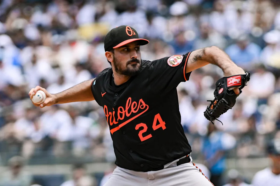 Baltimore Orioles Starting Pitcher Zach Eflin (24) | © John Jones-Imagn Images
