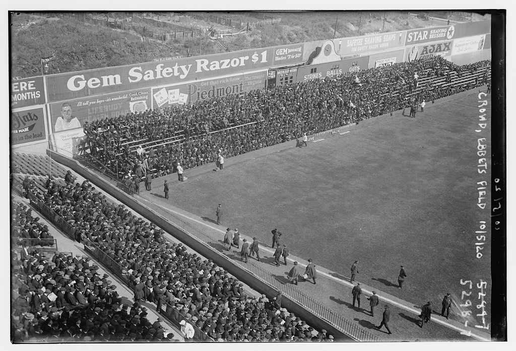 Casey Stengel is shown playing outfield for the Brooklyn Dodgers circa 1915. (George Grantham Bain Collection, Library of Congress)