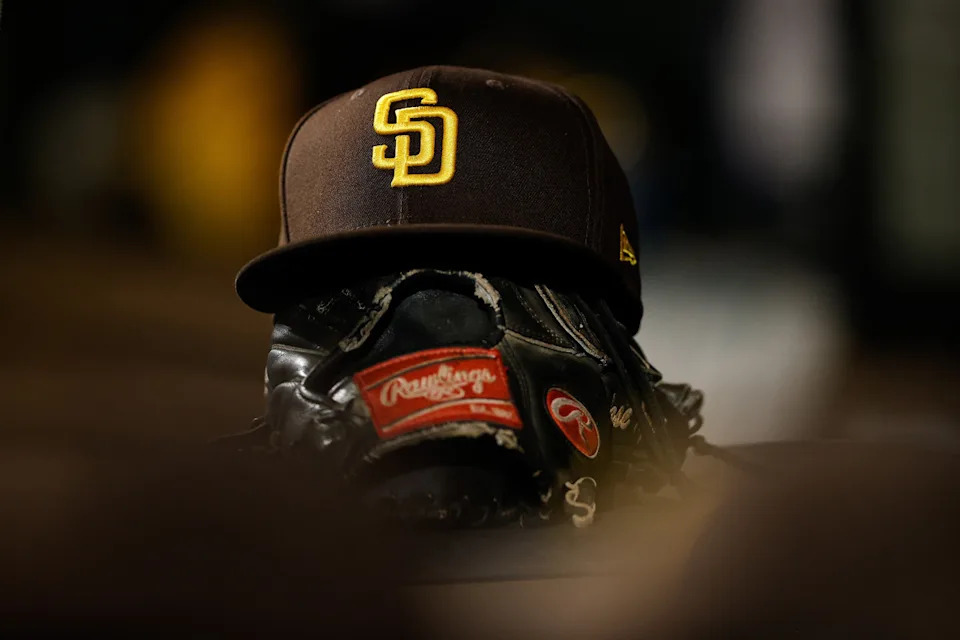 A detailed view of a San Diego Padres hat.© Isaiah J. Downing-Imagn Images