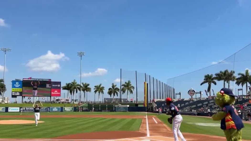 Tiffany Kenney throws out first pitch at CACTI Park of the Palm Beaches