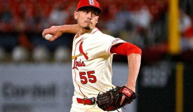 Riley O'Brien of the St. Louis Cardinals pitches against the San Francisco Giants during the clubs' MLB regular-season game at Busch Stadium in St. Louis in this Getty Images file photo from Oct. 8, 2025. [AFP/YONHAP]