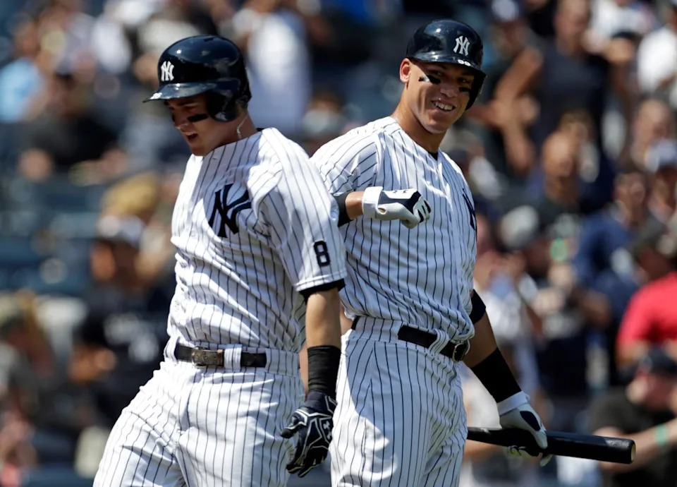 Tyler Austin (left) and Aaron Judge made their MLB debuts on the same day — and remarkably hit back-to-back homers in their first MLB at-bats. USA Today Sports