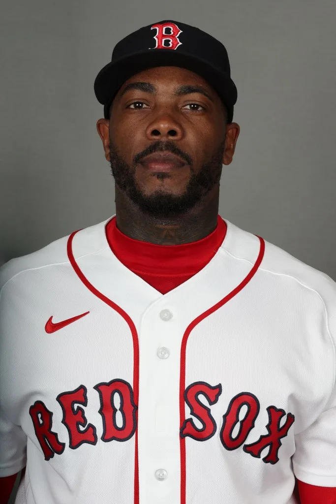 Boston Red Sox pitcher Aroldis Chapman (44) poses for a photo during media day. Kim Klement Neitzel-Imagn Images