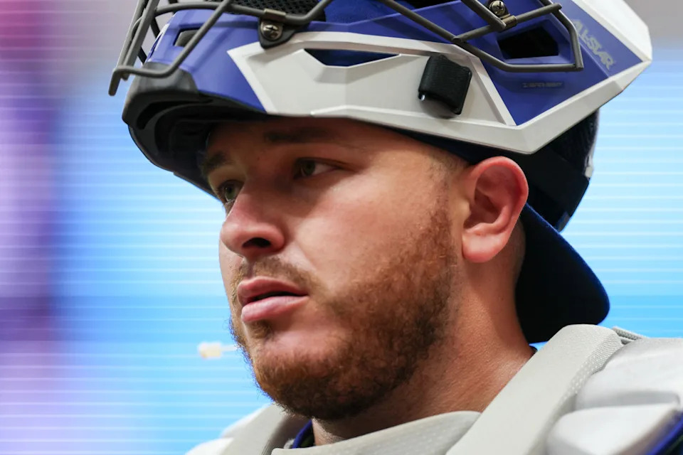 Toronto Blue Jays catcher Alejandro Kirk.© Nathan Ray Seebeck-Imagn Images