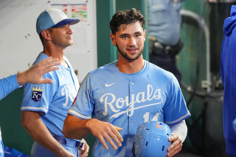 Kansas City Royals outfielder Jac Caglianone (14). © Denny Medley-Imagn Images