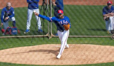 Kumar Rocker puts theory into practice during first live batting practice of Rangers camp