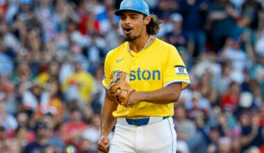 FILE - Boston Red Sox's Jordan Hicks reacts after striking out Houston Astros' Carlos Correa in the eighth inning of a baseball game, Aug. 2, 2025, in Boston. (AP Photo/Greg M. Cooper, File)