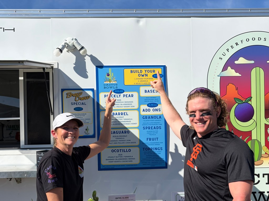 SF Giants' Harrison Bader puts dent into baseball, then dents food truck