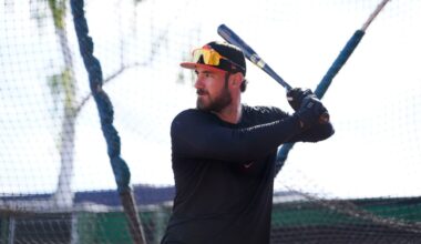 SF Giants' Bryce Eldridge starts shagging outfield fly balls