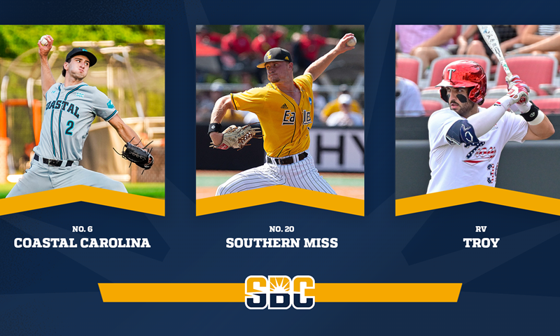 Coastal Carolina, Southern Miss & Troy Represent Sun Belt Baseball in National Preseason Polls