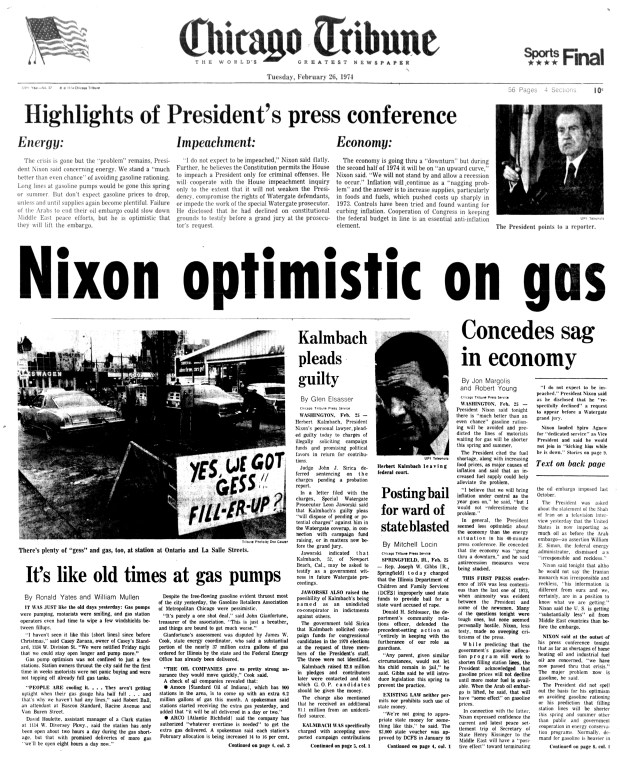 An energy crisis was the impetus for President Richard Nixon to sign legislation that lowered the national speed limit to 55 mph in early 1974. (Chicago Tribune)