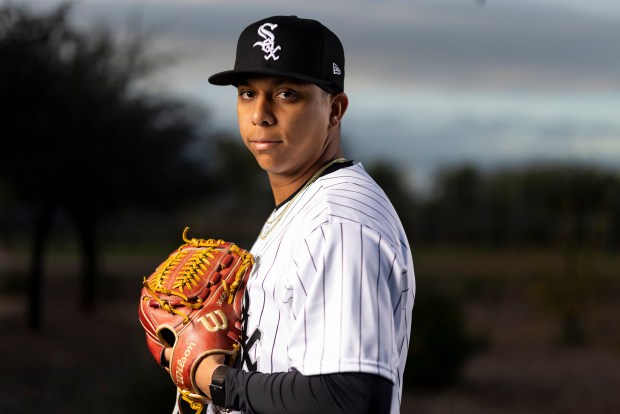 Chicago White Sox starting pitcher Jedixson Paez participates in media day during Spring Training at Camelback Ranch in Glendale, Ariz., on Tuesday, Feb. 17, 2026. (Eileen T. Meslar/Chicago Tribune)