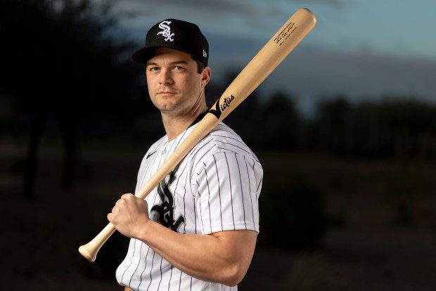 Chicago White Sox left fielder Andrew Benintendi participates in media day during Spring Training at Camelback Ranch in Glendale, Ariz., on Tuesday, Feb. 17, 2026. (Eileen T. Meslar/Chicago Tribune)