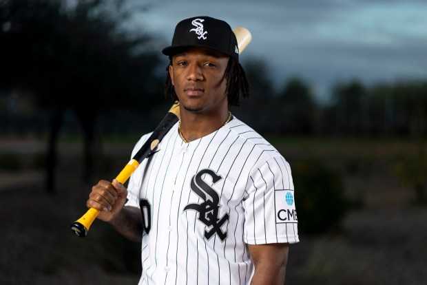 Chicago White Sox second baseman Luisangel Acuña participates in media day during Spring Training at Camelback Ranch in Glendale, Ariz., on Tuesday, Feb. 17, 2026. (Eileen T. Meslar/Chicago Tribune)
