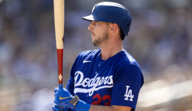 Los Angeles Dodgers outfielder Kyle Tucker against the Chicago White Sox during a spring training game at Camelback Ranch-Glendale.