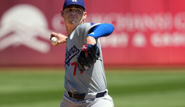 Los Angeles Dodgers pitching prospect River Ryan in 2024.