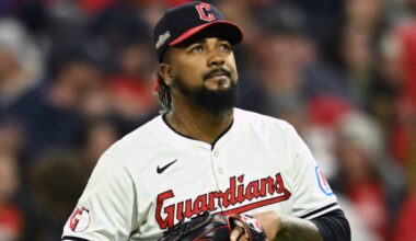 Emmanuel Clase looks on