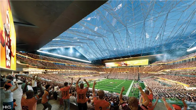 A render of the new Cleveland Browns stadium in Brook Park shared by the team