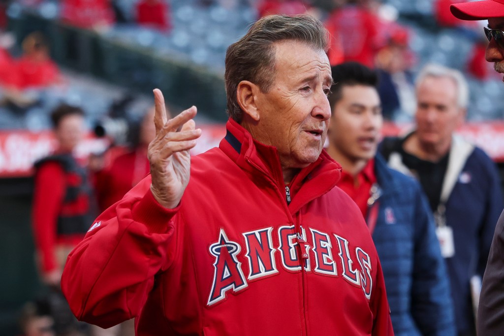 Los Angeles Angels owner Arte Moreno in attendance for an opening day game between the Boston Red Sox and the Los Angeles Angels at Angel Stadium of Anaheim on April 5, 2024 in Anaheim, California.
