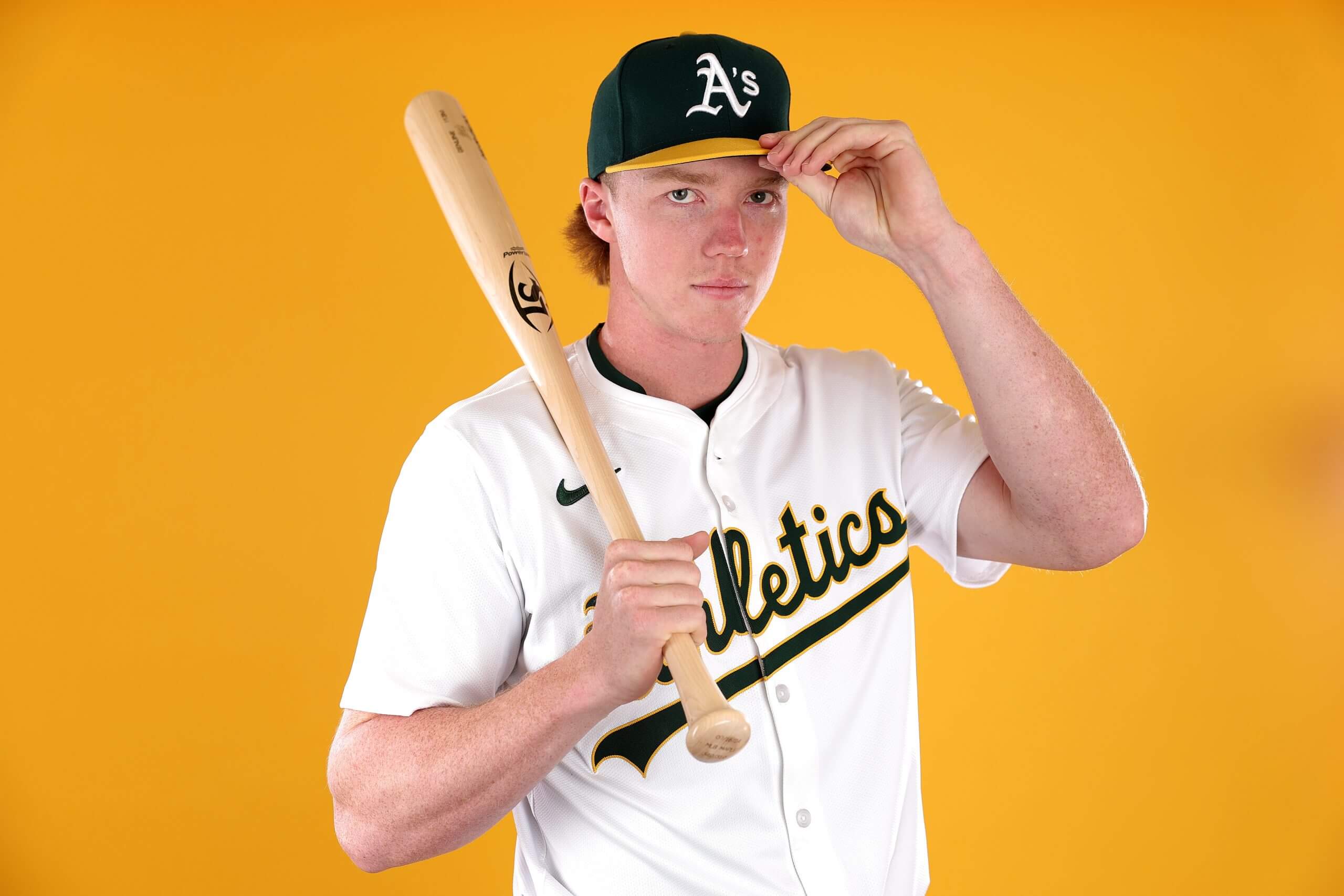 Henry Bolte poses at A's photo day.