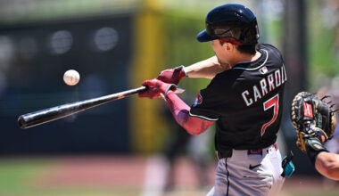 Corbin Carroll #7 of the Arizona Diamondbacks...