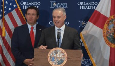 Ron DeSantis, Rob Manfred show support for new Rays stadium at Hillsborough College