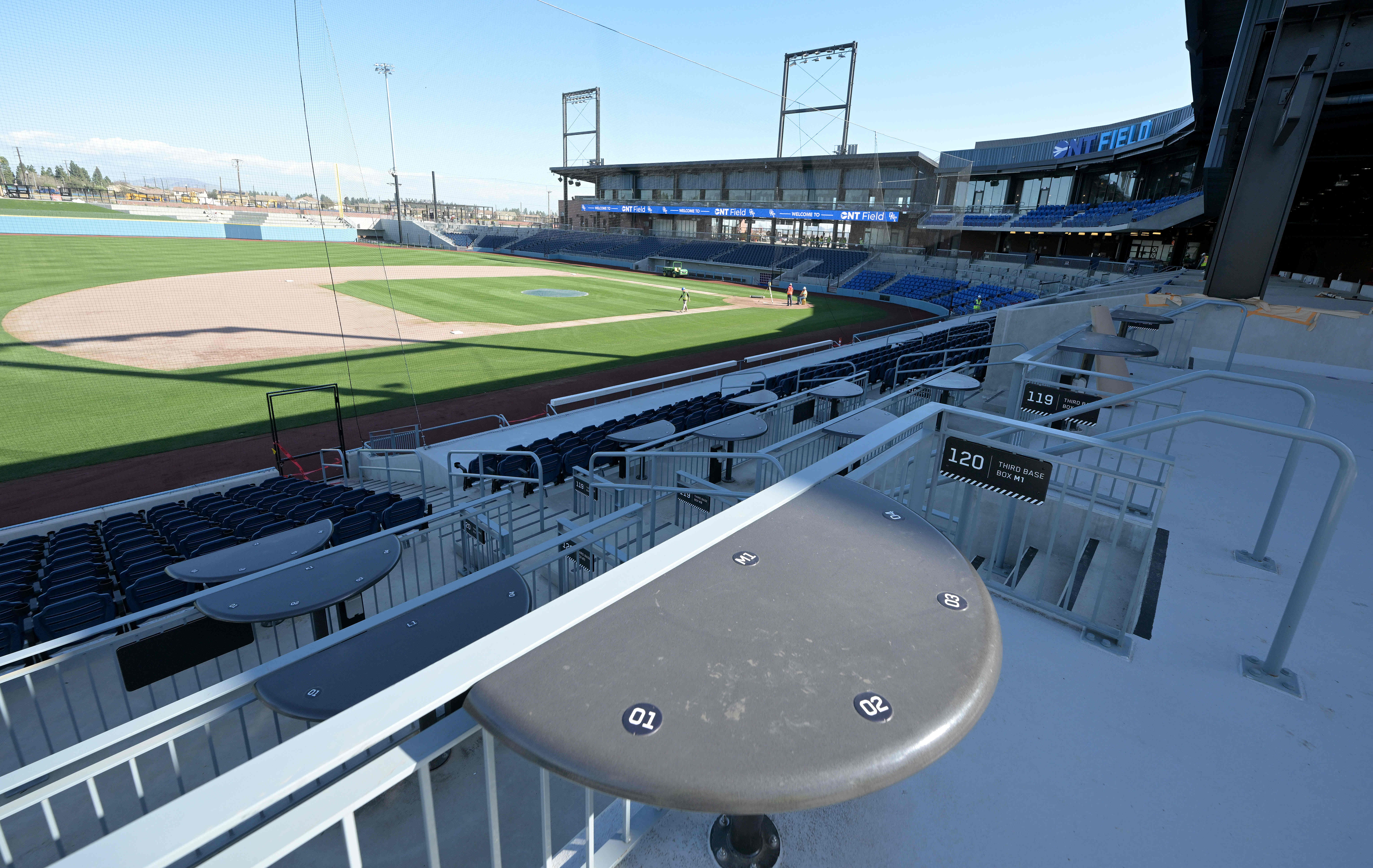 Seating along the third base line of ONT Field in...