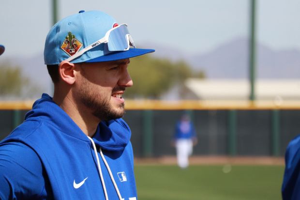 Chicago Cubs nonroster invitee Michael Conforto joined camp on Tuesday, Feb. 24, 2026, at Sloan Park in Mesa, Ariz. (Meghan Montemurro/Chicago Tribune)