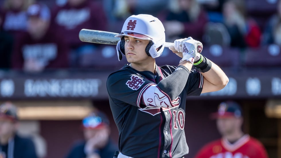 Mississippi State outfielder Colton Ledbetter (10) during an NCAA baseball game on Sunday,...