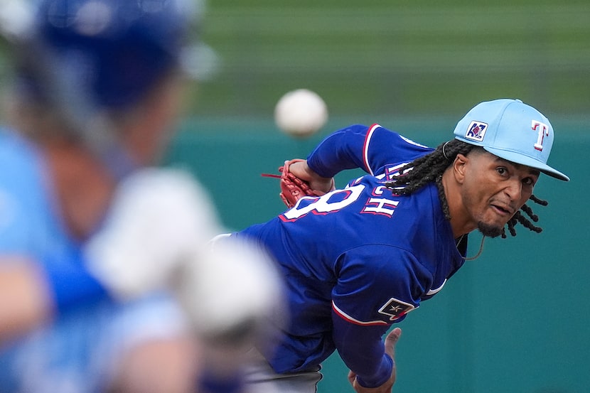 Texas Rangers pitcher Marc Church delivers during the eighth inning of a spring training...