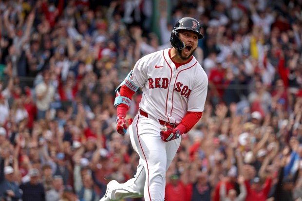 2025 Herald Year End: Boston Red Sox outfielder Wilyer Abreu (52) celebrates his solo HR in the first as the Red Sox play the Cardinals on Opening Day at Fenway on April 4. (Staff Photo By Stuart Cahill/Boston Herald)