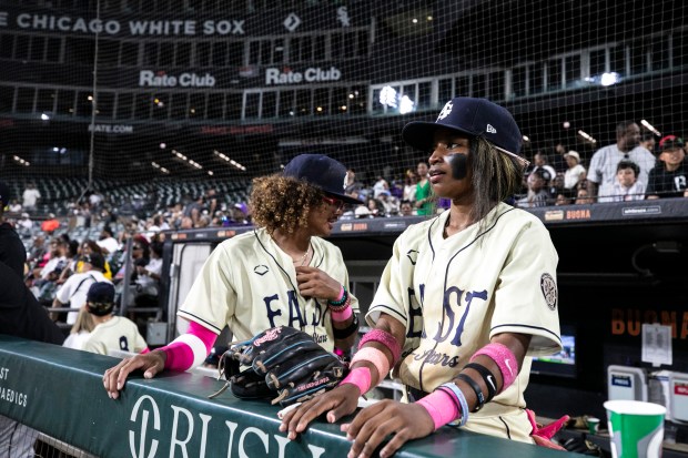 Thornwood's Amira Hondras (3) takes it all in as the East vs. West All-Star game played a extra half inning during the Double Duty Classic at Rate Field in Chicago on Wednesday, July 2, 2025. (Vincent D. Johnson / for the Daily Southtown)