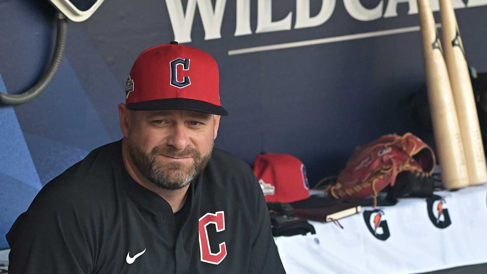 Cleveland Guardians manager Stephen Vogt (12) before game three of the Wildcard round for the 2025 MLB playoffs at Progressive Field. 