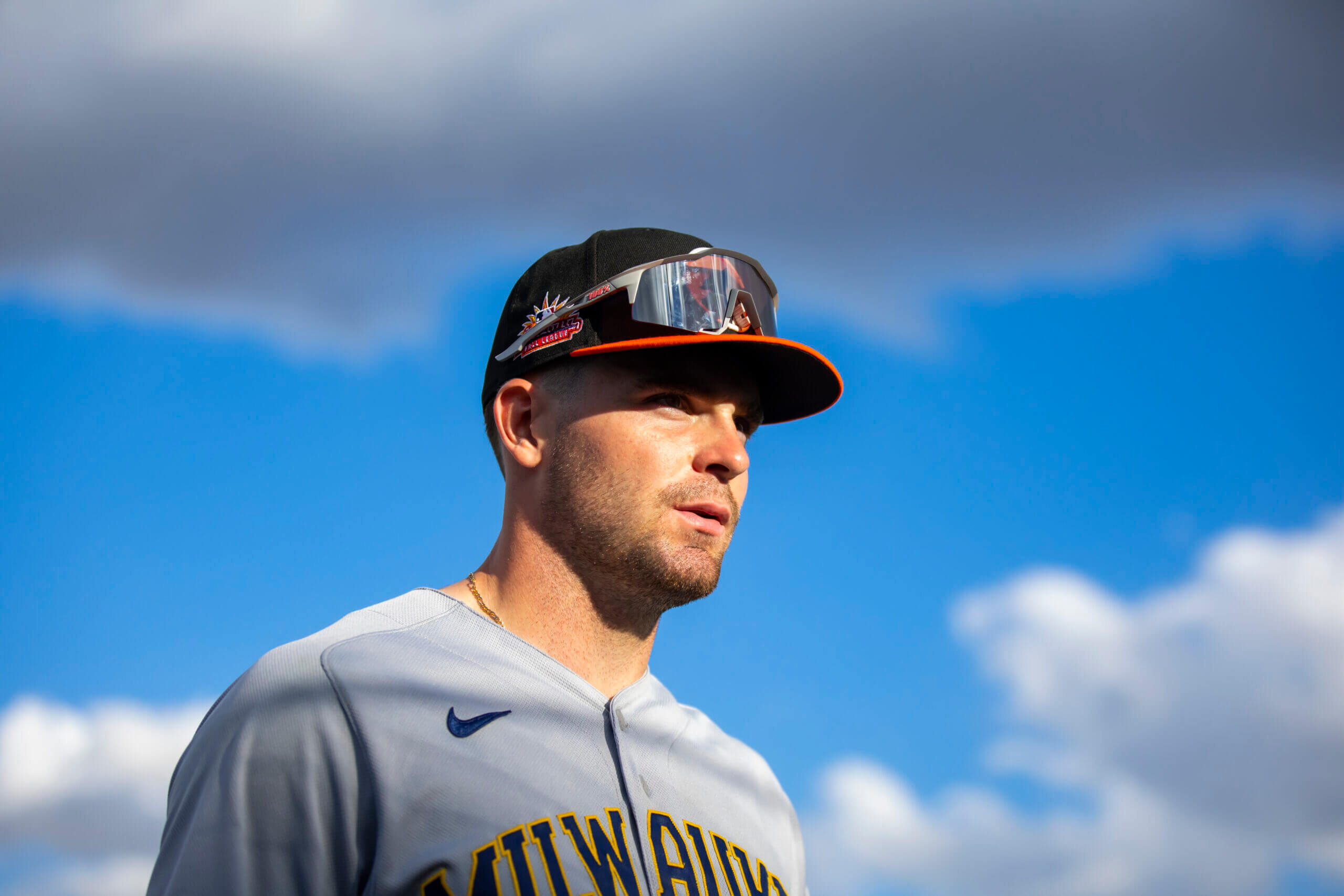 Milwaukee Brewers outfielder Tyler Black plays for the Glendale Desert Dogs during an Arizona Fall League baseball game at Phoenix Municipal Stadium. 