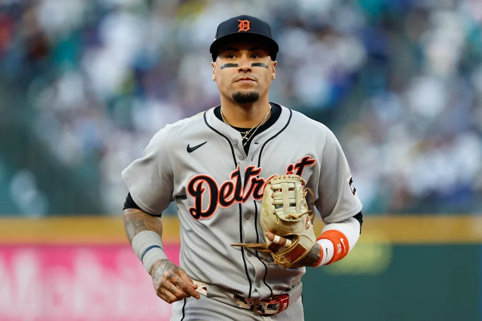 Javier Báez of the Detroit Tigers runs off the field during the third inning against the Seattle Mariners in game two of the Division Series at T-Mobile Park on October 05, 2025 in Seattle, Washington. Getty Images