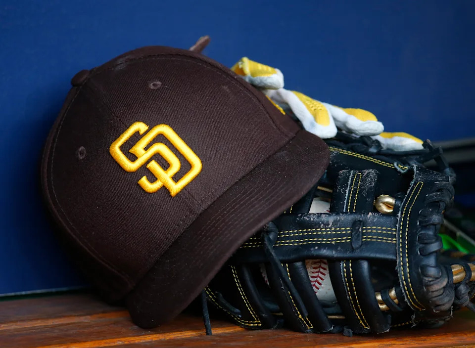 PITTSBURGH, PA - APRIL 30:  A New Era San Diego Padres baseball cap is seen against the Pittsburgh Pirates during the game at PNC Park on April 30, 2022 in Pittsburgh, Pennsylvania.  (Photo by Justin K. Aller/Getty Images)
