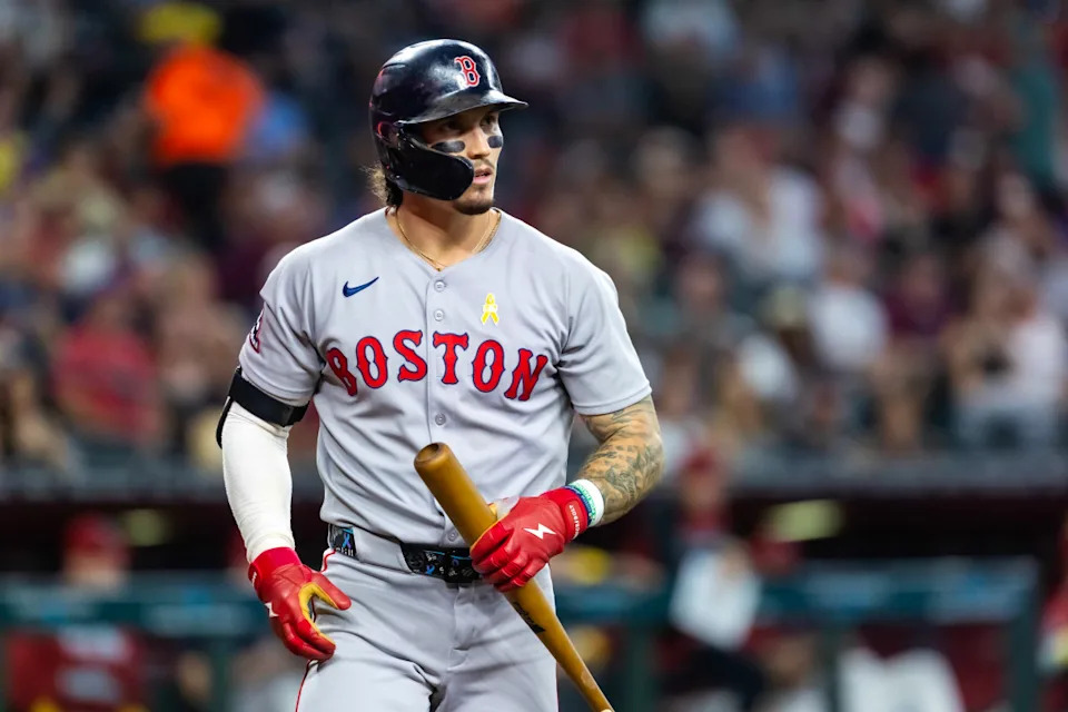 Boston Red Sox outfielder Jarren Duran (16)© Mark J&period; Rebilas-Imagn Images