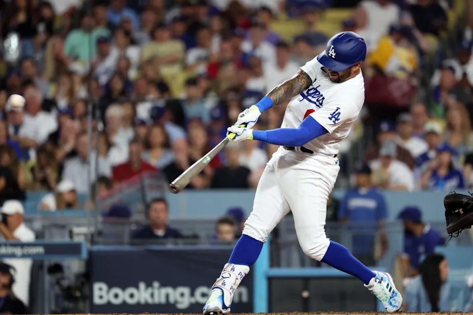 Former Los Angeles Dodgers outfielder David Peralta with the team in 2023.