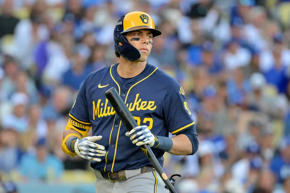 Milwaukee Brewers left fielder Christian Yelich (22) © Jayne Kamin-Oncea-Imagn Images