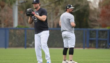 Yankees' Gerrit Cole shows off tweaked delivery in first spring bullpen