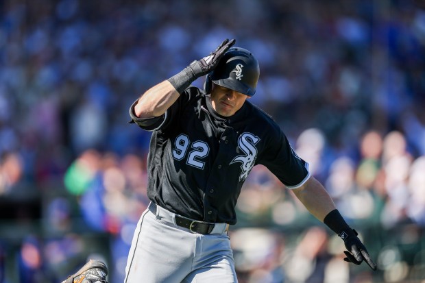 Chicago White Sox second baseman Sam Antonacci (92) runs the bases after hitting a two-run homer in the second inning against the Chicago Cubs during the Cubs and White Sox first spring training game of the year at Sloan Park Friday Feb. 20, 2026 in Mesa, Ariz. (Armando L. Sanchez/Chicago Tribune)