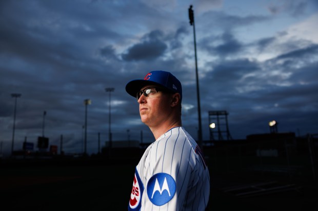 Chicago Cubs pitcher Trent Thornton participates in media day during spring training at Sloan Park, Feb. 17, 2026, in Mesa, Ariz. (Armando L. Sanchez/Chicago Tribune)