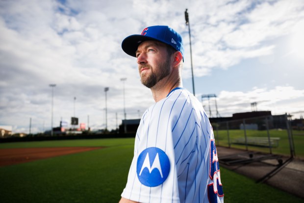 Cubs pitcher Colin Rea participates in media day during spring training at Sloan Park, Feb. 17, 2026, in Mesa, Ariz. (Armando L. Sanchez/Chicago Tribune)