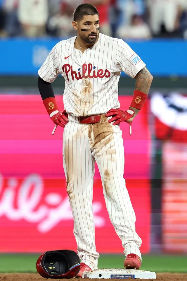 Nick Castellanos #8 of the Philadelphia Phillies at Citizens Bank Park, Oct. 6, 2025 in Philadelphia Hunter Martin/Getty