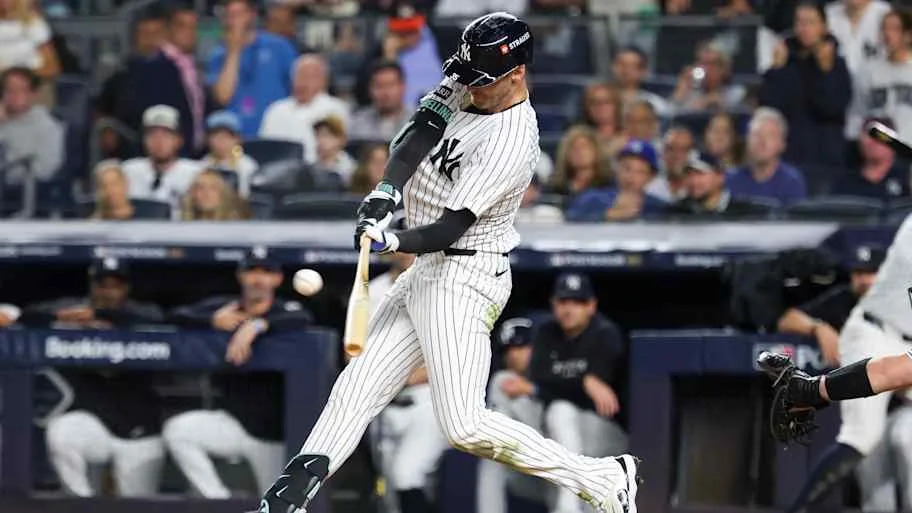 New York Yankees Cody Bellinger swinging a baseball ba