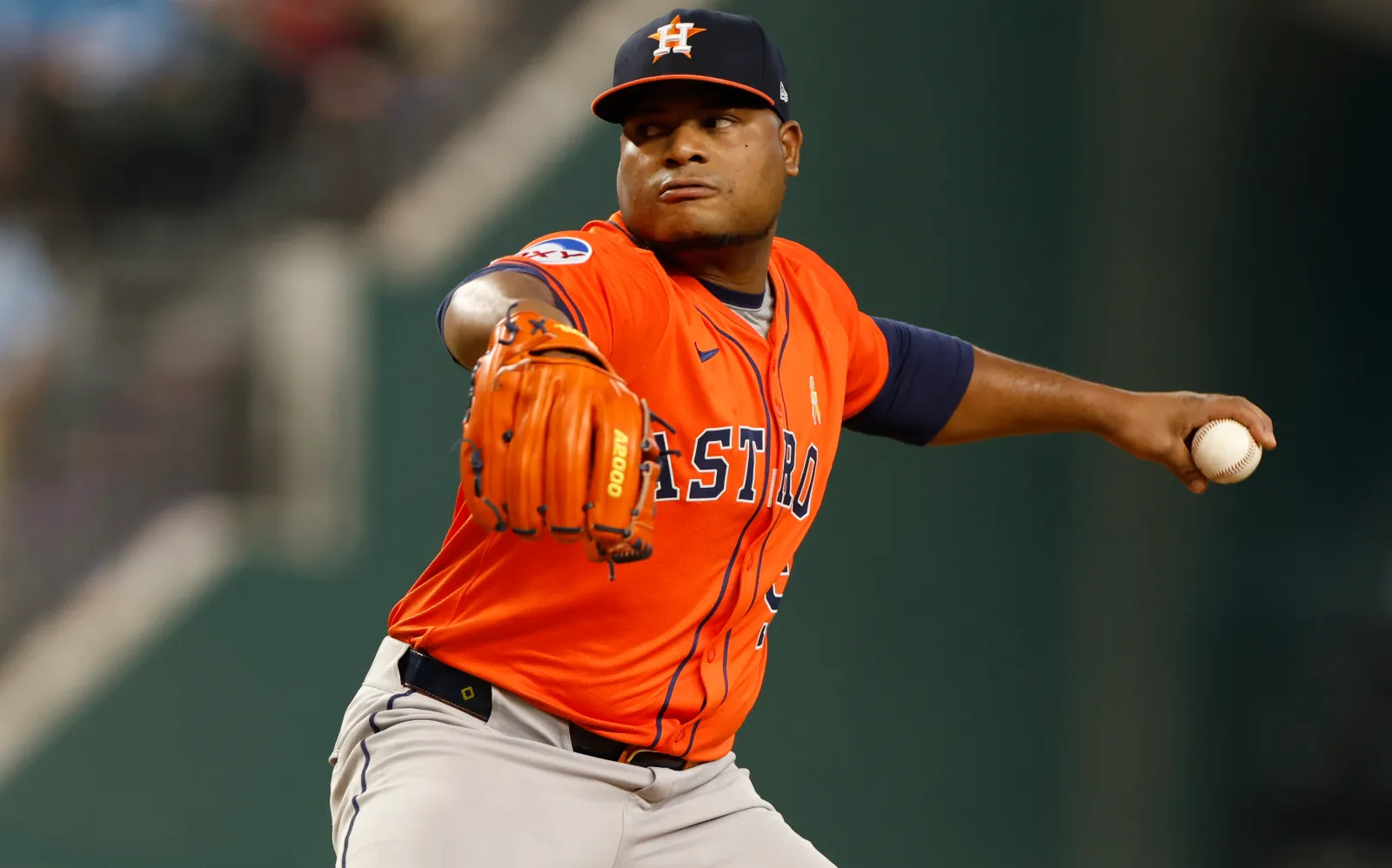 Framber Valdez delivers a pitch.