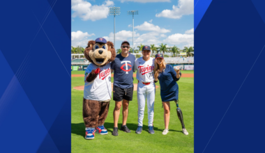 Florida woman who lost leg in boat accident throws first pitch at Twins spring training game
