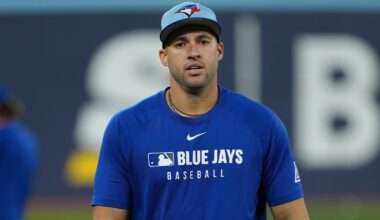George Springer in a Blue Jays shirt