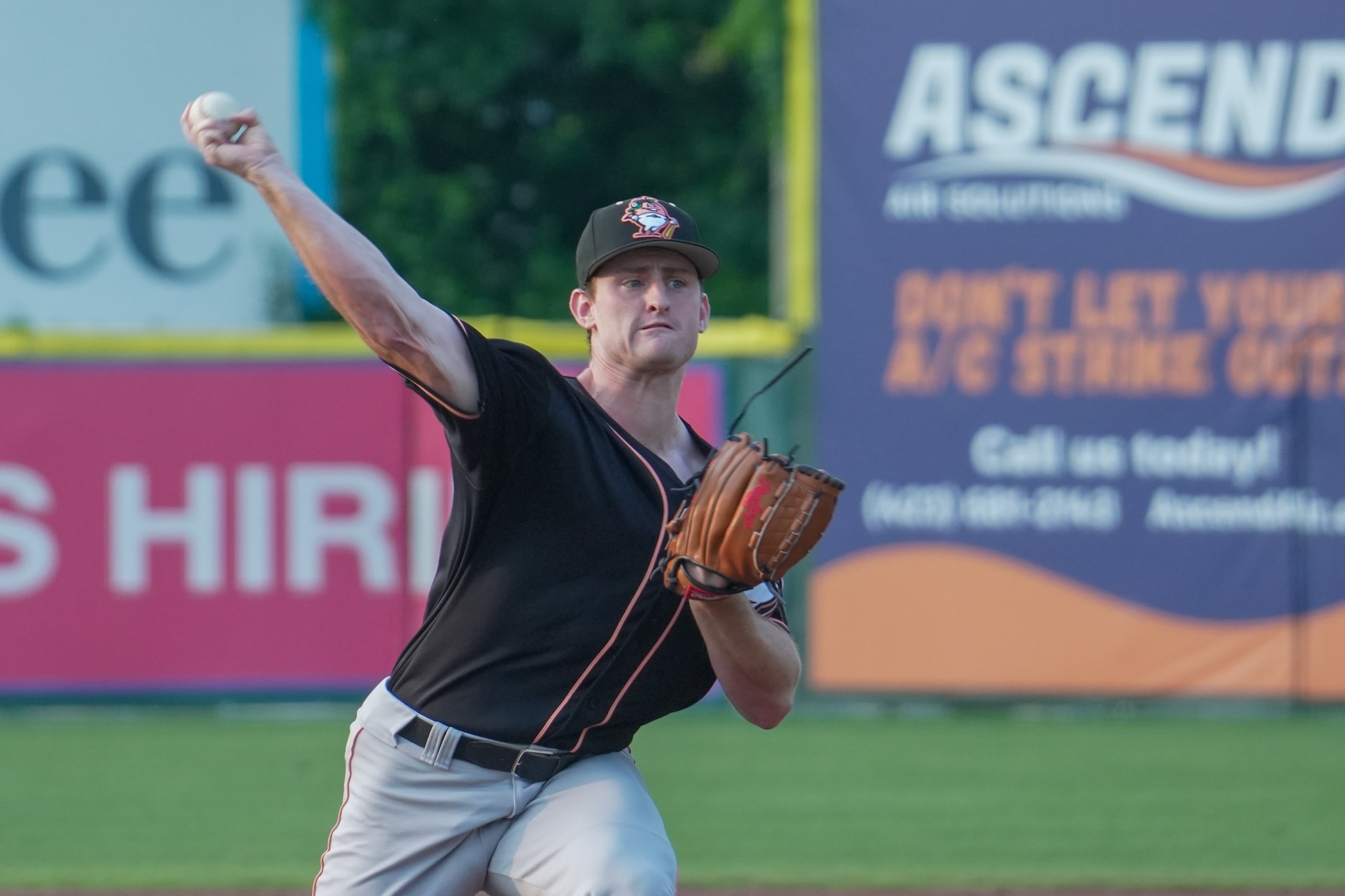 CHATTANOOGA, TN - MAY 31: Blake Burkhalter #40 of the Columbus Clingstones pitching during the game between the Columbus Clingstones and the Chattanooga Lookouts at AT&T Field on Saturday, May 31, 2025 in Chattanooga, Tennessee. (Photo by William McCutcheon/Minor League Baseball via Getty Images)